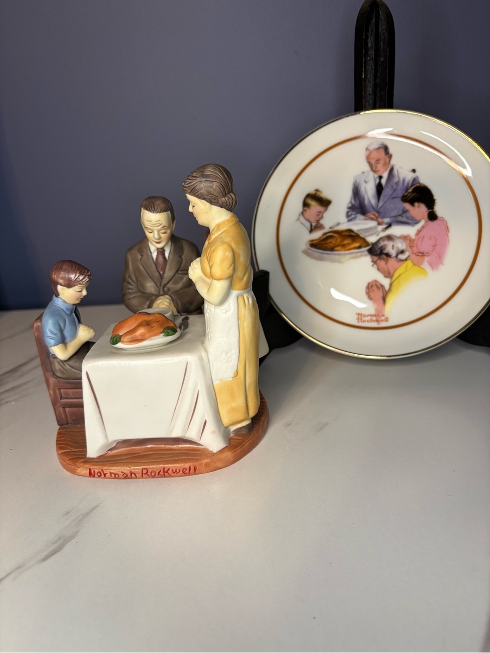 Vintage Norman Rockwell ‘Thanksgiving’ Figurine And Plate
